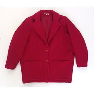 VTG 70s Les Copains Dk Red Short 100% Wool Coat Made in Italy XL Tapered Fit